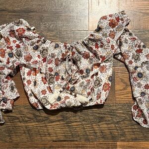 Forever 21 Multicolor Floral Ruffle Blouse